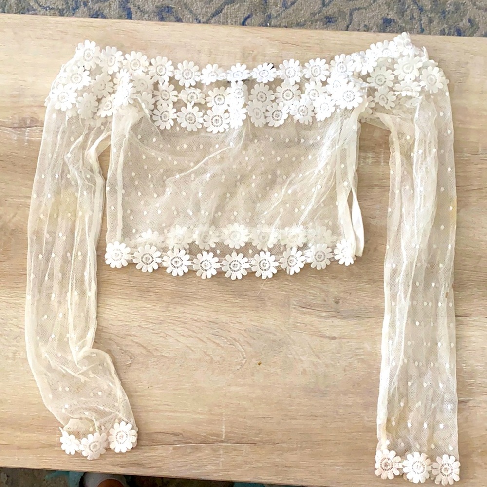 Dainty white mesh top